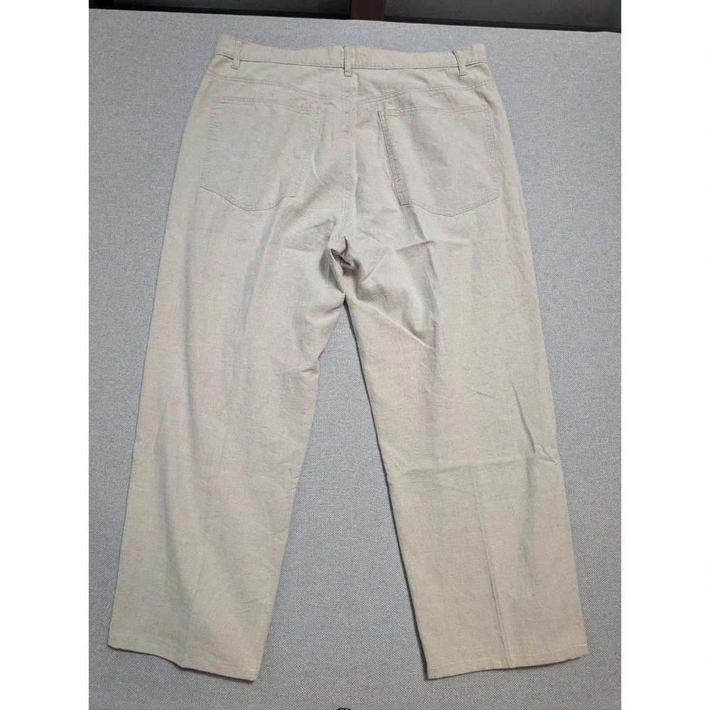 GEOFFREY BEENE Mens Pants Beige 38x30 Linen Blend Breathable Lightweight Relaxed